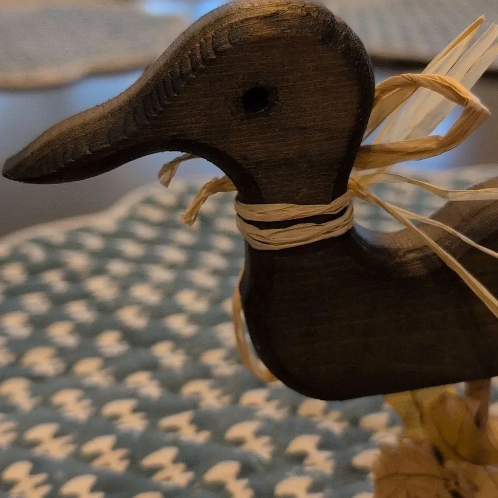 Handmade Primitive Wooden Duck Figurines Rustic Cabin Country Duck Decor